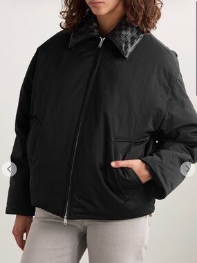 Bottega Veneta Black Quilted Removable Leather Collar Jacket - Size XL/IT 56